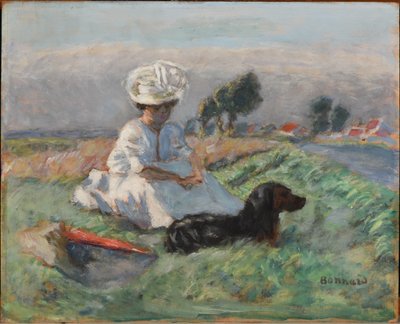 Kobieta z psem autorstwa Pierre Bonnard