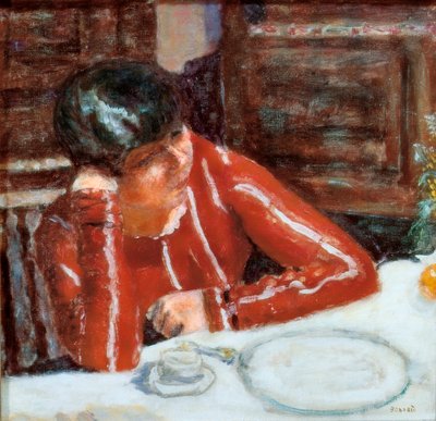 Czerwony gorset - Marthe Bonnard autorstwa Pierre Bonnard