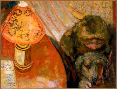 Malowanie wnętrza oświetlonego światłem lampy autorstwa Pierre Bonnard