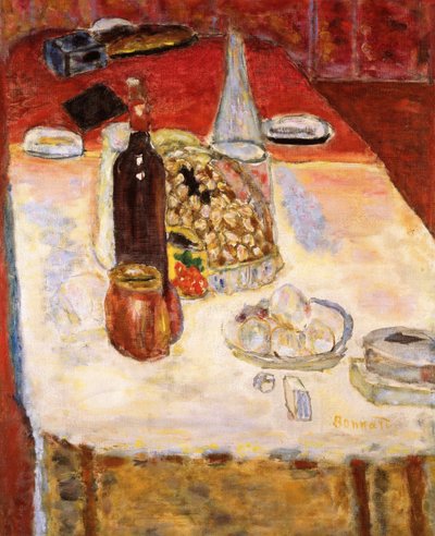 Martwa natura z butelką czerwonego wina, 1942. autorstwa Pierre Bonnard