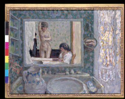 Lustro w zielonym pokoju (La Glace De La Chambre Verte) (olej na papierze) autorstwa Pierre Bonnard