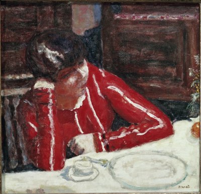 Czerwony stanik (olej na płótnie) autorstwa Pierre Bonnard