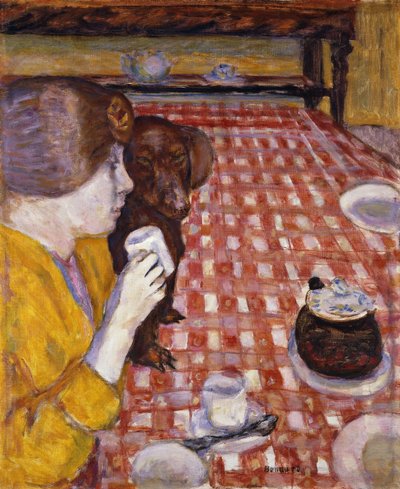 żółty i czerwony (obrus w czerwoną kratkę); Żółty i Czerwony (Obrus ​​z Czerwonymi Płytkami) autorstwa Pierre Bonnard