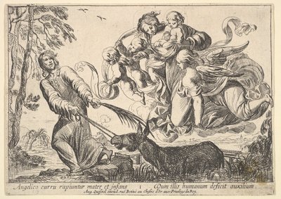 Anioły podnoszące Dziewicę z Dzieciątkiem, 1610-42. autorstwa Pierre Brebiette