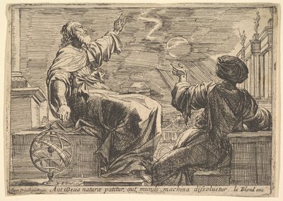 Dwóch filozofów obserwujących zaćmienie, 1615-1642. autorstwa Pierre Brebiette