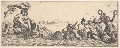 Dwie kobiety siedzące w muszli, 1615-1642. autorstwa Pierre Brebiette