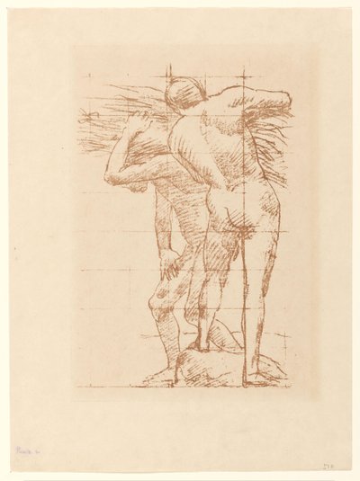 Badanie dwóch nagich mężczyzn z wiązką słomy autorstwa Pierre Cécile Puvis de Chavannes