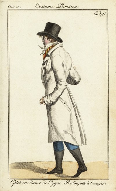 Młody dandys w kurtce jeźdźca, kamizelka z łabędzim puchem autorstwa Pierre Charles Baquoy