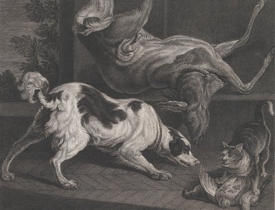 Psy i martwa natura, 1778 autorstwa Pierre Charles Canot