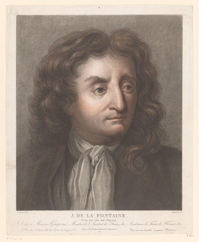 Portret Jeana de La Fontaine .a J. de la Fontaine. (tytuł na obiekcie) autorstwa Pierre Charles Coqueret