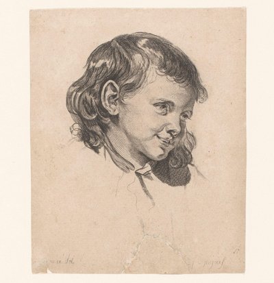Głowa dziecka zwrócona w prawo Głowy różnych postaci (tytuł serii) ir. Cahier de Têtes de différens Caracteres (tytuł serii) autorstwa Pierre Charles Ingouf