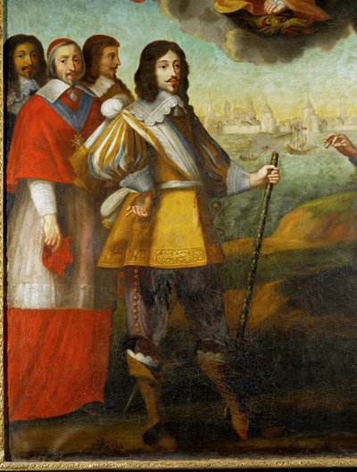 Wjazd Ludwika XIII do twierdzy La Rochelle... (olej na drewnie) autorstwa Pierre Courtillaud