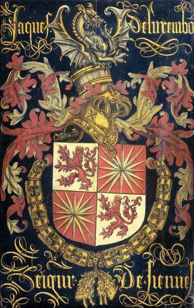 Tarcza Jakuba Luksemburskiego (po 1441-88), Pana Fiennes, jako rycerza Orderu Złotego Runa autorstwa Pierre Coustain (attributed to)
