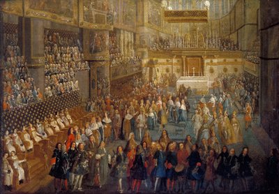 Koronacja Ludwika XV w katedrze w Reims, 25 października 1722 r. autorstwa Pierre Denis II Martin