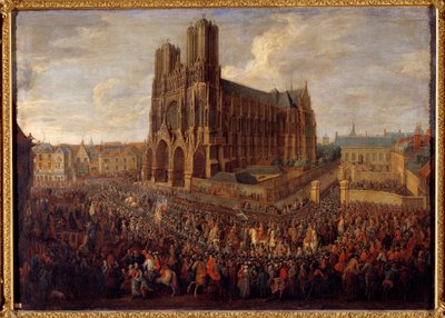 Kawalkada prowadząca Ludwika XV do opactwa Saint Remy w Reims 26 października 1722 r. Obraz Pierre