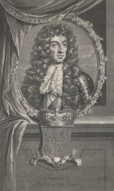 Portret Karola II autorstwa Pierre Drevet