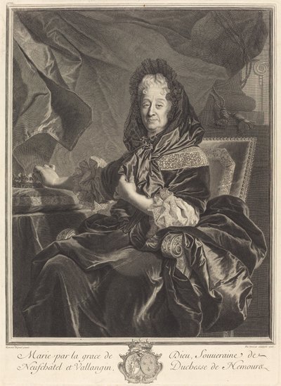 Księżna Nemours autorstwa Pierre Drevet after Hyacinthe Rigaud