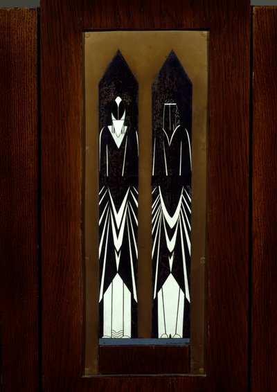 Art Nouveau: szafka wsporcza wykonana z dębu, metalu i kości słoniowej przez Pierre Legrain (1889-1929) autorstwa Pierre E. Legrain