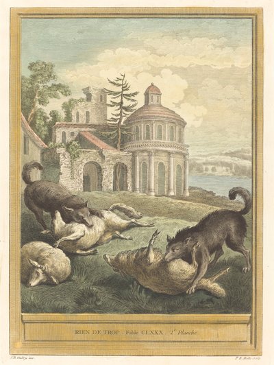 Rien de trop (nic w nadmiarze) autorstwa Pierre Etienne Moitte after Jean Baptiste Oudry