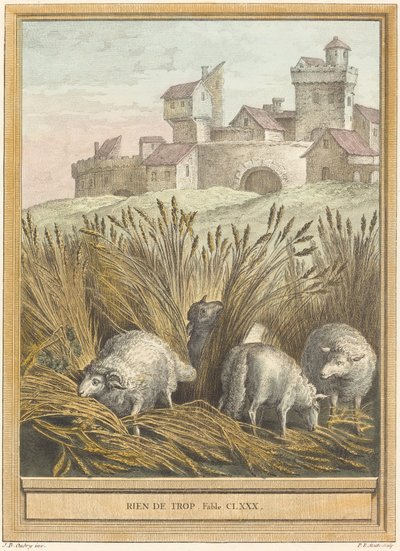 Rien de trop (nic w nadmiarze) autorstwa Pierre Etienne Moitte after Jean Baptiste Oudry