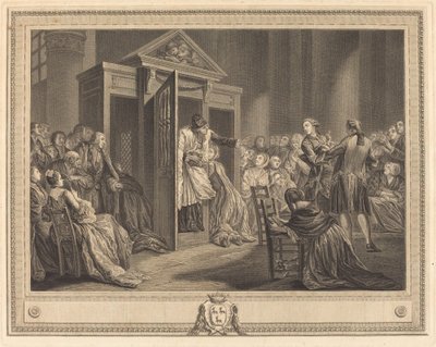 Le konfesjonał autorstwa Pierre Etienne Moitte after Pierre Antoine Baudouin
