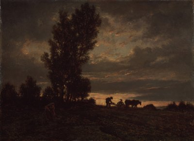 Pejzaż z oraczem, lata 60. XIX wieku autorstwa Pierre Etienne Theodore Rousseau
