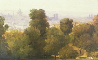 Paryż widziany z Wzgórz Belleville, ok.1830 autorstwa Pierre Etienne Theodore Rousseau