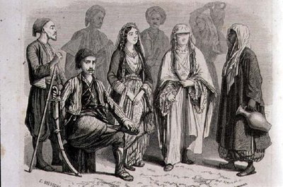 Suknia anatolijska z lat 60. XIX wieku, rytowana przez Stephane Pannemakera (1847-1930) (grafika) autorstwa Pierre Eugene (after) Grandsire