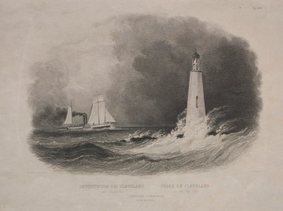 Latarnia morska w Cleveland, Ohio, nad jeziorem Erie autorstwa Pierre Eugène I Aubert