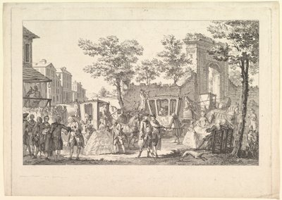 Tableau des portraits a la Mode Plate of Fashion Portraits, 1760-61. autorstwa Pierre Francois Courtois