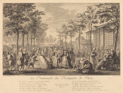 Spacer wzdłuż murów obronnych Paryża autorstwa Pierre Francois Courtois after Augustin de Saint Aubin