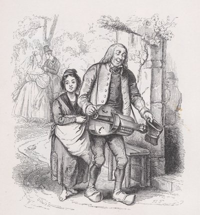 Ślepiec z Bagnolet z Dzieł wszystkich Bérangera, 1836. autorstwa Pierre Francois Godard