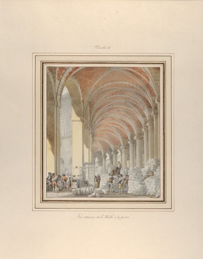 Halle aux Blés, Widok wnętrza, ca. 1810. autorstwa Pierre Francois Leonard Fontaine