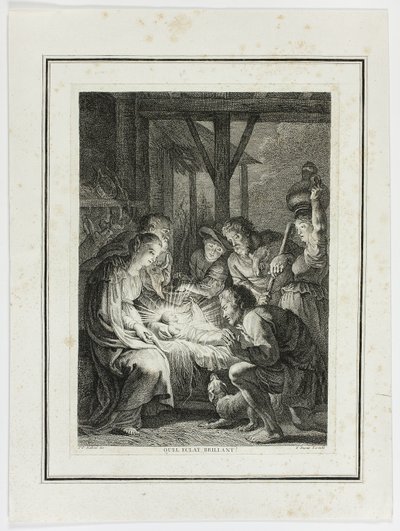 Adoracja pasterzy autorstwa Pierre François Basan