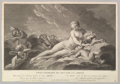 Wenus dająca nektar Kupidynowi, XVIII wiek. autorstwa Pierre François Basan