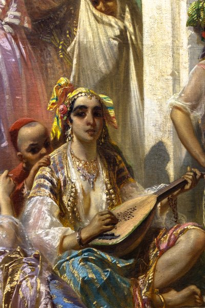 Kobiety z Algieru, wnętrze dziedzińca autorstwa Pierre François Eugène (after) Giraud