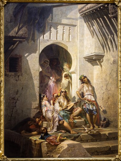 Kobiety z Algieru, wnętrze dziedzińca autorstwa Pierre François Eugène (after) Giraud