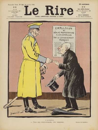 Satyra na porzucenie przez Frances Alzacji Niemcom. Ilustracja do Le Rire autorstwa Pierre Georges Jeanniot
