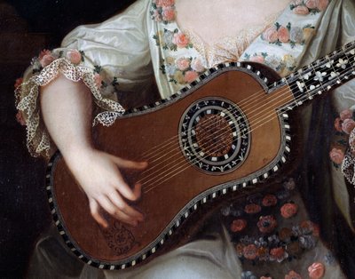 Gitara, fragment portretu Mademoiselle de Charolais (1695-1758), obraz Pierre