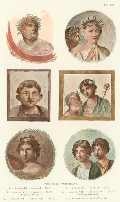 Portrety Pompejańskie (kolor lito) autorstwa Pierre Gusman