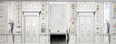 Projekt do salonu (kreda, tusz, akwarela i farba do ciała na papierze) autorstwa Pierre II Rousseau