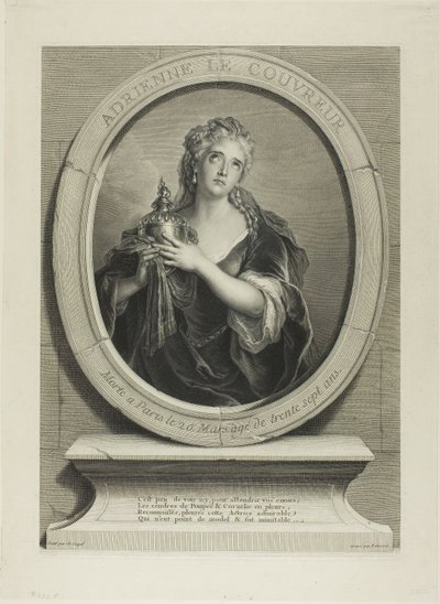 Portret Adrienne Le Couvreur autorstwa Pierre Imbert Drevet