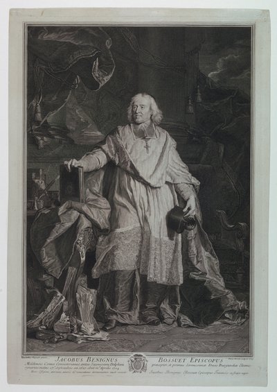 Portret kardynała Jacquesa Benigne Bossueta (1627-1704) autorstwa Pierre Imbert Drevet