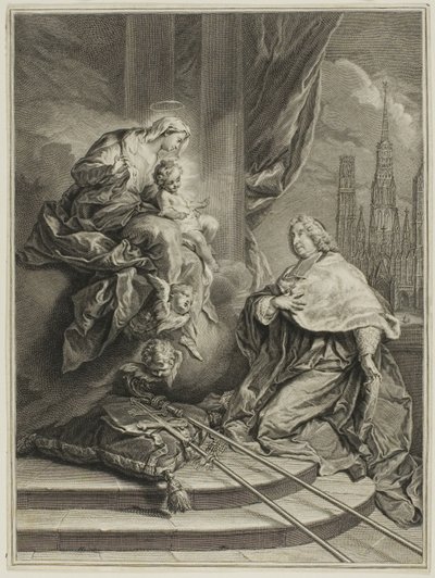 Portret Ludwika de la Vergne de Tressan, hrabiego Lyonu, arcybiskupa Rouen autorstwa Pierre Imbert Drevet