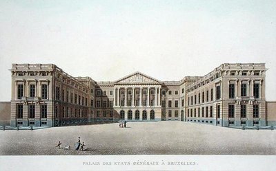 Palace of the Estates General, Bruksela, z „Wybór najwybitniejszych zabytków, budynków i domów Królestwa Niderlandów” Pierre