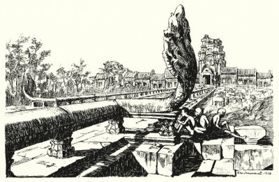 W parku Angkor Vat Zachodnie Gopury (rycina) autorstwa Pierre Jeannerat de Beerski