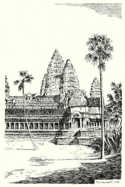 Wieże Angkor Vat (rycina) autorstwa Pierre Jeannerat de Beerski