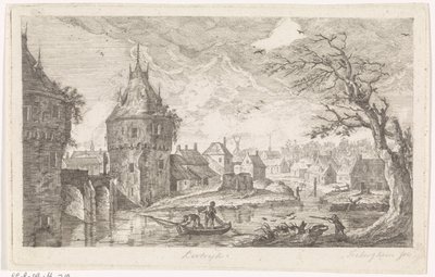 Widok na wioskę z rybakami autorstwa Pierre Joseph Jacques Tiberghien