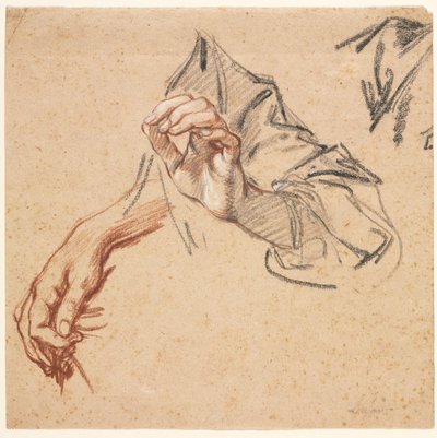 Study of Hands recto, Sketch of a Hand verso, XVIII wiek. autorstwa Pierre Lenfant
