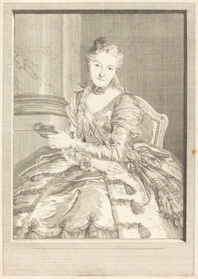 Pani de M ... w sukni balowej autorstwa Pierre Louis de Surugue after Charles Antoine Coypel